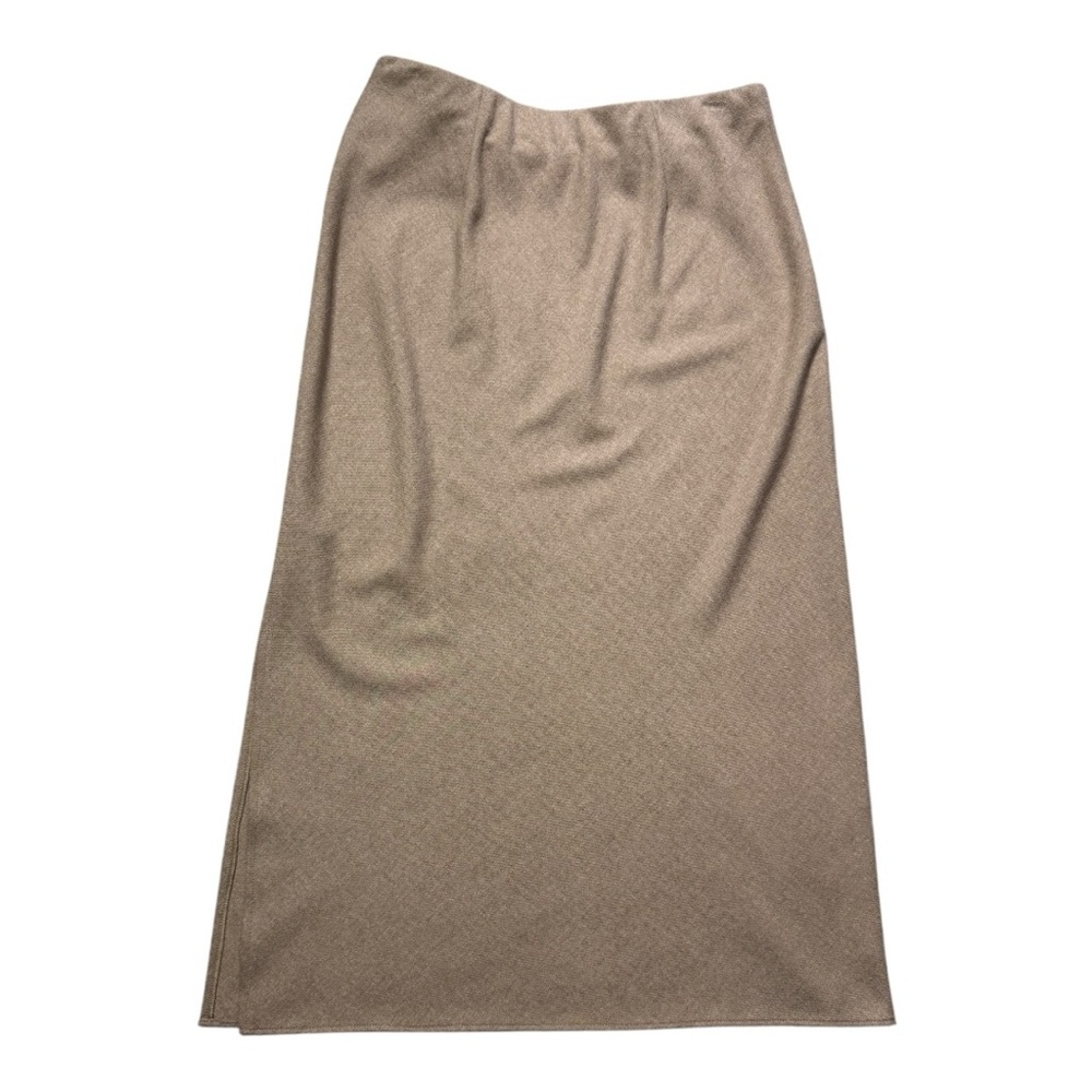 Vince Brushed Flannel Side Slit Slip Skirt in Tan size 10 - Picture 5 of 13